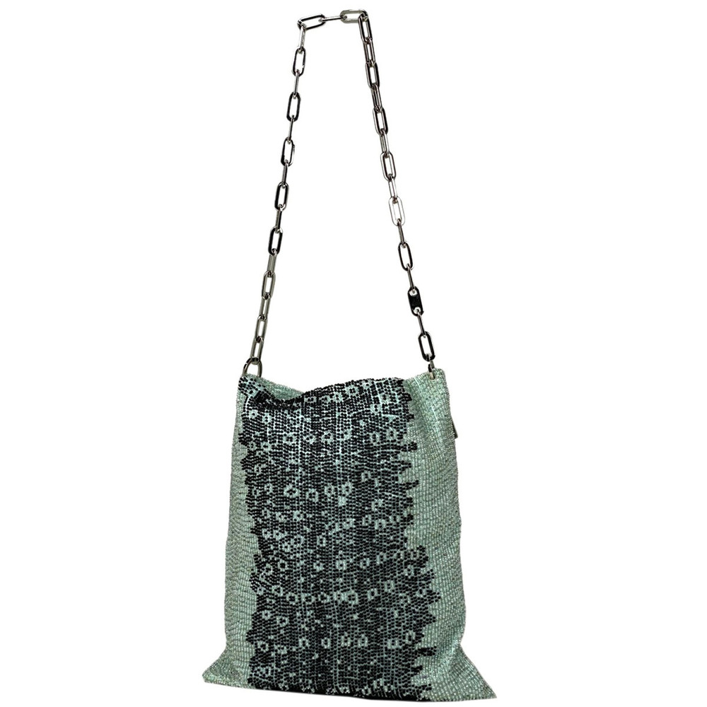 Gucci logo chain shoulder bag beaded green black